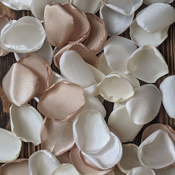 Ivory cream champagne rose petals scatter-wedding decorations-small centerpieces for floral neutral rustic bridal shower-aisle runner toss