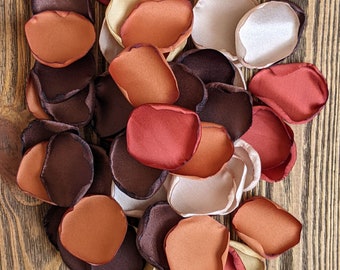 Terracotta rust custom rose petals for aisle runner decor bridal shower and flower girl baskets, ceremony exit toss ideas for modern wedding