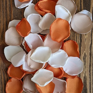 wedding decor, Burnt orange champagne rustic rose petals, boho aisle runner toss, barn bridal shower flowers, flower girl petals for baskets