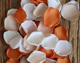 wedding decor, Burnt orange champagne rustic rose petals, boho aisle runner toss, barn bridal shower flowers, flower girl petals for baskets