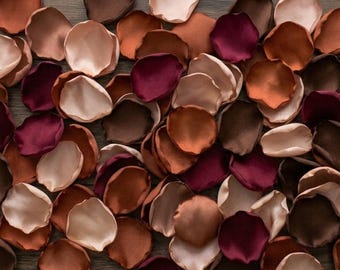 Burgundy Terracotta Brown Rose Petals Wedding Decor Champagne Flower Girl Basket Boho Aisle Runner Confetti Toss