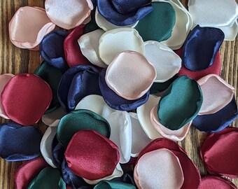 Wedding decor, Country burgundy navy emerald rose petals bulk for cake table decor, bride gifts bridesmaids proposal box fillers confetti