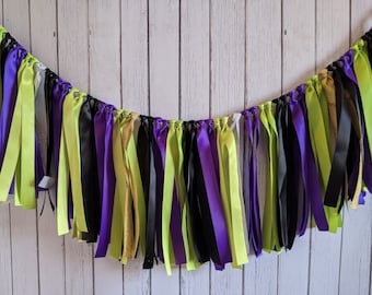 Monster party garland, birthday party banner decorations, wedding ribbon banner, smash cake ribbon garland, ribbon backdrop, photo props