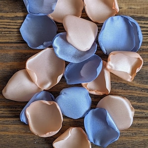 Dusty Blue Peach Rose Petals | Wedding Aisle Decor | Toss Petals for Flower Girl, Bridal Shower Ceremony