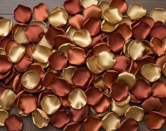 Copper Antique Gold Satin Rose Petals Rustic Wedding Aisle Decor Table Setting Boho Bridal Shower Ceremony