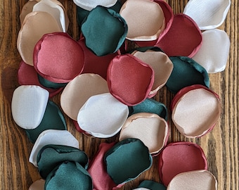 Cinnamon rose emerald fall wedding decor, aisle runner and flower girl petals for baskets, custom rose petals bulk for tossing or scatter