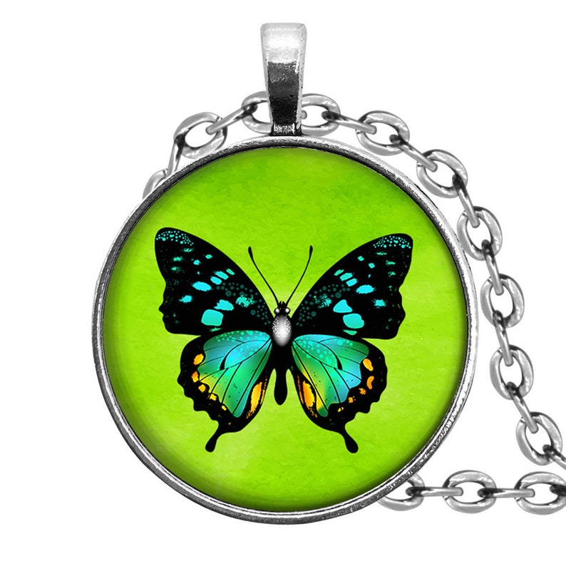 Aqua Butterfly \u2022 Jewelry Sets \u2022 Handmade Photo Jewelry \u2022 Glass Cabochon Pendant