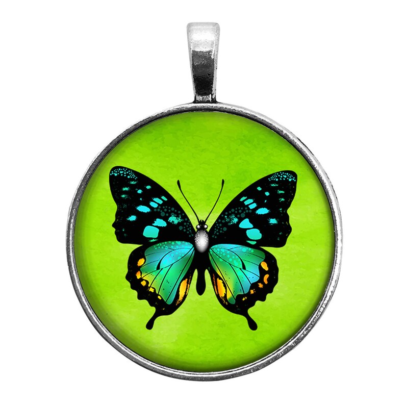 Aqua Butterfly \u2022 Jewelry Sets \u2022 Handmade Photo Jewelry \u2022 Glass Cabochon Pendant
