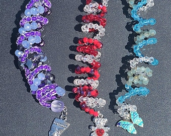 3PC Handmade Loc Jewelry Set | Butterfly, Teddy Bear, Nefertiti Charms, Boho Hair Cuffs