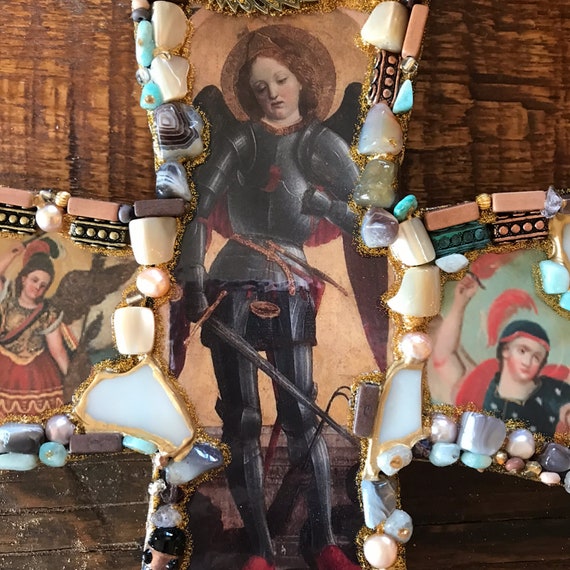 Catholic Mosaic Art Cross St. Michael the Archangel www