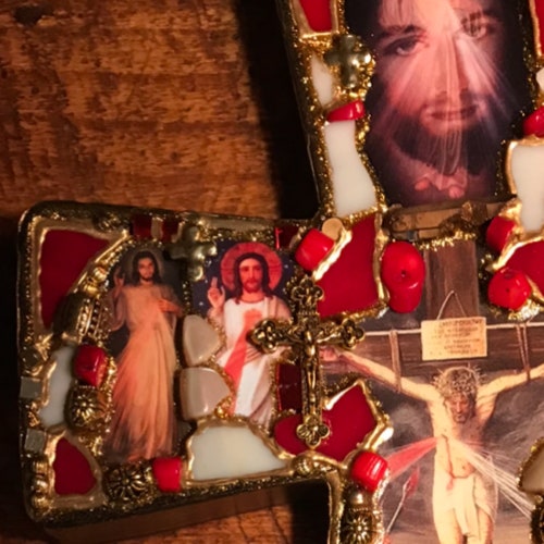 Catholic Mosaic Art Cross Divine shops Mercy