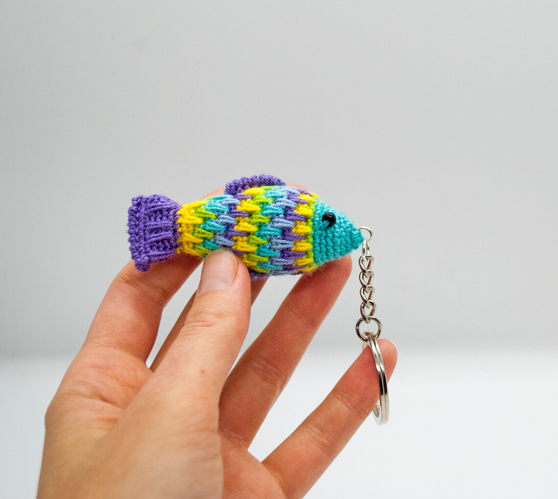 Unique fish keychain Multicolor small fish keyring Mini Etsy