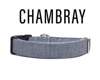 Blue Chambray Dog Collar | Chambray | Denim Dog Collar | Spring Dog Collar | The Chambray