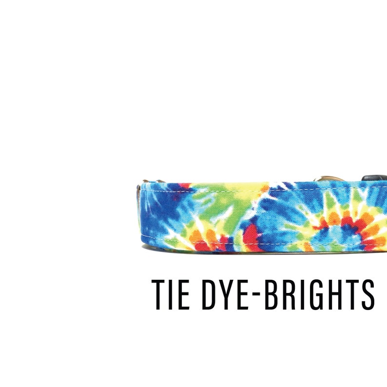 Tie Dye Collar Fabric Dog Collar Olivia and Lemon Funky Tie Dye Dog Collar Pet Supplies Tie Dye-Brights Handmade Dog Collar