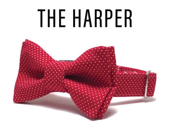 Red Polka Dot Dog Collar | Olivia + Lemon Bow Tie Collar | Spring Bow Tie Collar | Dog Bow Tie | Valentines Day Bow Tie | The Harper