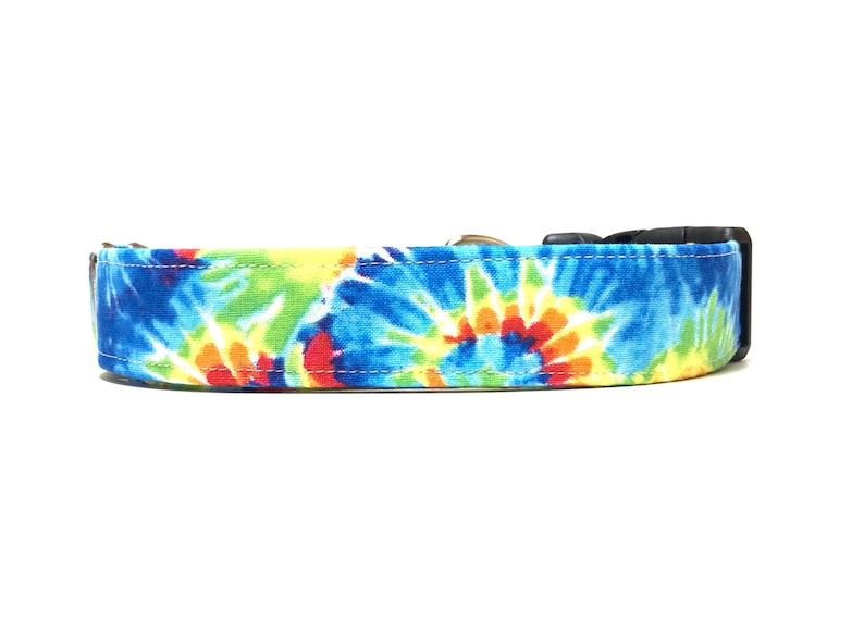 Tie Dye Collar Fabric Dog Collar Olivia and Lemon Funky Tie Dye Dog Collar Pet Supplies Tie Dye-Brights Handmade Dog Collar
