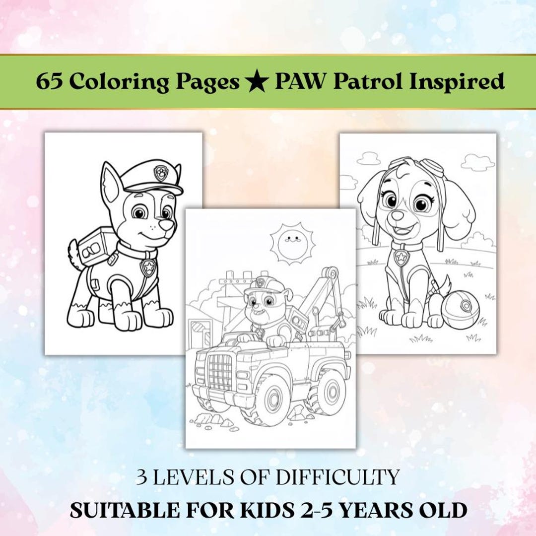 65 PAW Patrol Inspired Coloring Pages Seasonal Holiday Activities for ...