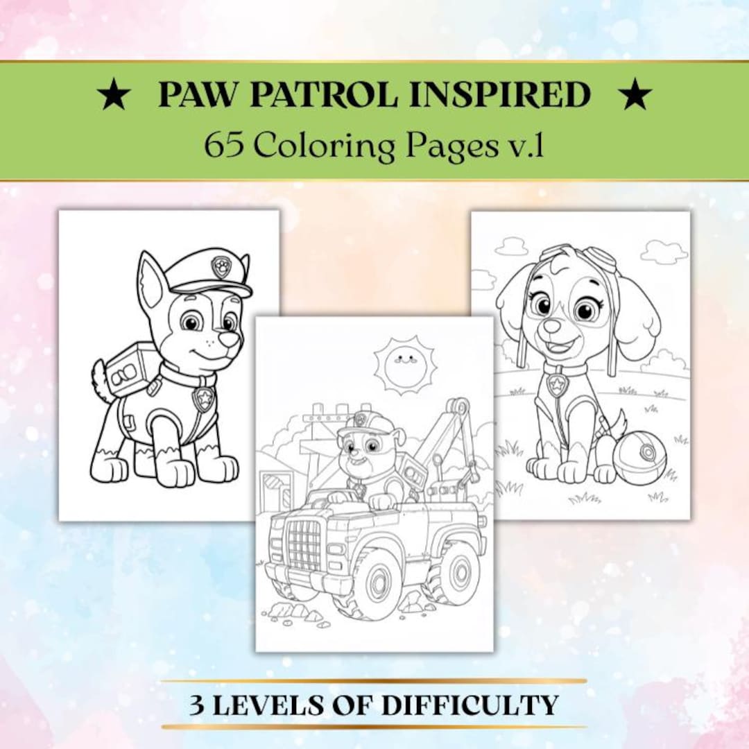 65 PAW Patrol Inspired Coloring Pages, Seasonal Holiday Activities for  Kids, Printable Puppy Patrol Lovers, A4 Size and US Letter Included - Etsy, image size:1080x1080