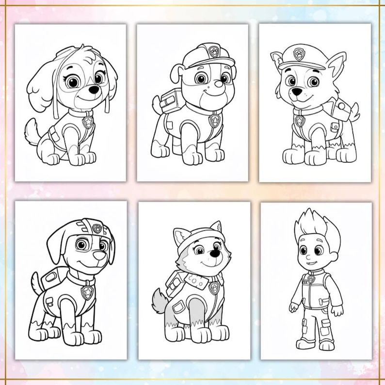 65 PAW Patrol Inspired Coloring Pages Seasonal Holiday Activities for ...