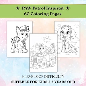 65 PAW Patrol Inspired Coloring Pages Seasonal Holiday Activities for Kids Printable Puppy Patrol Lovers A4 US Letter Size Instant Download
