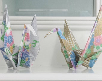 Pair of Elegant Origami Cranes - Unique First Anniversary Gift - couples gift - wedding anniversary - paper anniversary gift - #B3B6ST