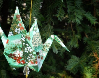 Festive Origami Crane Ornament - Perfect for Christmas ornament exchange - family, friends, coworkers - Gorgeous paper - gift-boxed -#E7HGxm