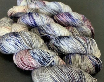 39 - Gray speckled sock yarn - 100g ready to ship hand dyed fingering weight yarn