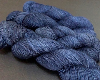 Walking After Midnight - Dark blue semisolid sock yarn - 100g ready to ship hand-dyed fingering weight yarn