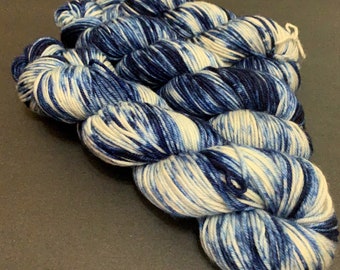 Moonlight Serenade - Blue and white variegated DK weight yarn  - 100g ready to ship hand dyed yarn