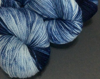 Moonlight Serenade - Blue and white variegated hand-dyed sock yarn - 100g ready to ship