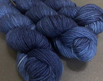 Walking After Midnight - Dark blue semi-solid, hand-dyed DK weight yarn - 100g ready to ship