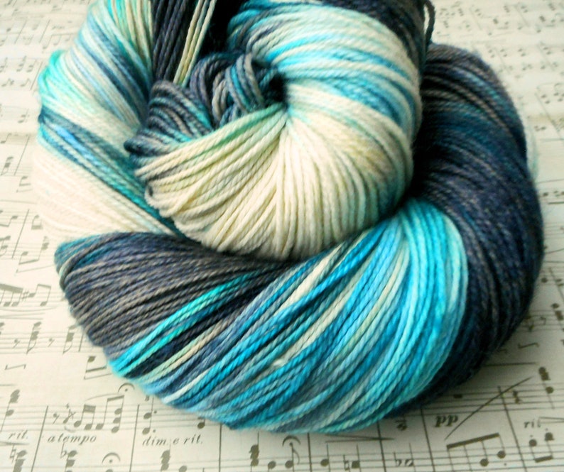 black blue variegated sock yarn Hand dyed sock yarn merinocashmerenylon sock yarn colorway : Night and Day fingering merino wool