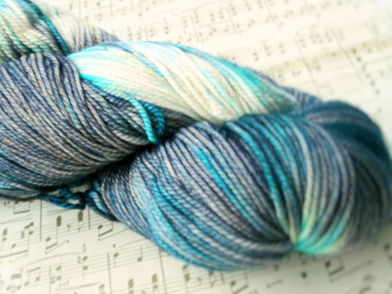 black blue variegated sock yarn Hand dyed sock yarn merinocashmerenylon sock yarn colorway : Night and Day fingering merino wool