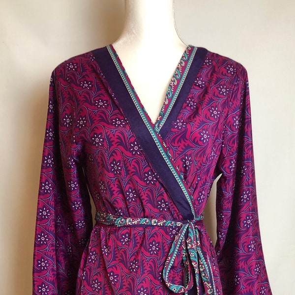 Seide Kimono – Fuchsia Lange Seide Robe, BoHo Maxi Seide Kimono Magenta