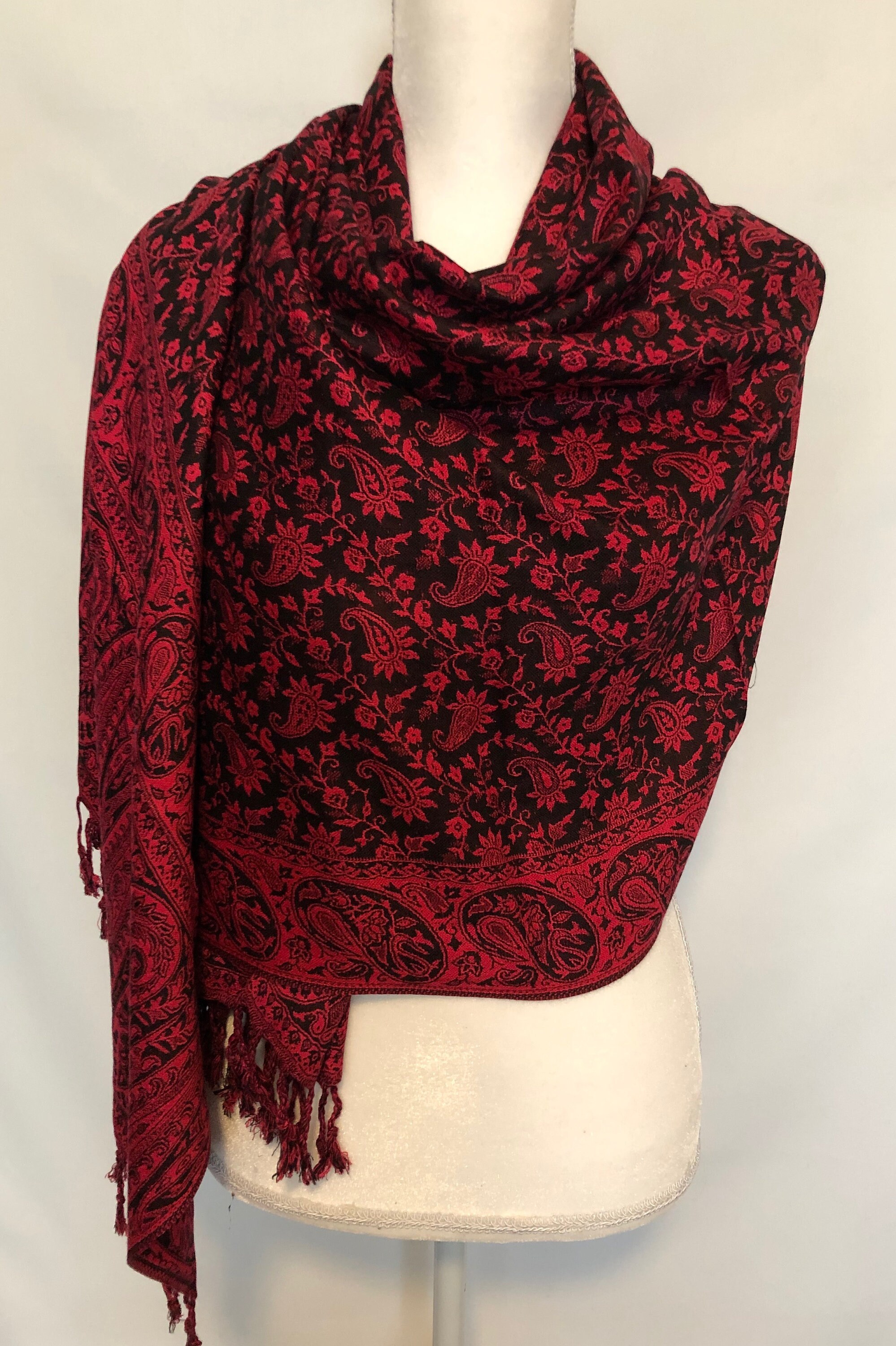 Pashmina Shawl in stunning combination of Black and bright Etsy