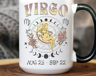 Maagd sterrenbeeldmok, maagd verjaardagsmok idee, maagd cadeau, astrologie sterrenbeeld mok, maagd beker, september Maagd verjaardagsmok voor astrologieliefhebber