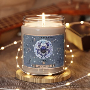 Scorpio Zodiac scented soy candle, 9oz birthday astrology candle, Scorpio zodiac Candle, Birthday Candle Astrology, November Zodiac candle