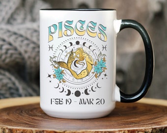 Pisces Sternzeichen Becher, Pisces Geburtstag Idee Becher, Pisces Geschenk, Astrologie Sternzeichen Becher, Pisces Tasse, März Pisces Geburtstagsbecher für Astrologie-Liebhaber
