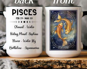 Astrologie Sternzeichen Becher, Tarot Pisces Geburtstagsbecher, Pisces Geschenk, Astrologie Sternzeichen Becher, Pisces Constellation Kaffeebecher, Geschenk für Astrologie-Liebhaber