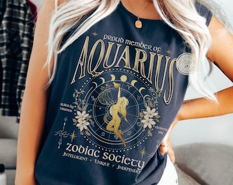 Comfort Colors* Aquarius Fantasy Zodiac Society Shirt/Tank Aquarius Horoscope tee Astrological Sign summer Celestial Aquarius Bday Gift