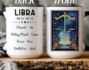 Taza del zodiaco Libra, taza de cumpleaños Tarot Libra, regalo Libra, taza del zodiaco de astrología, taza de café Libra Constellation, regalo para el amante de la astrología
