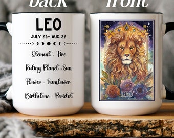 Leo zodiac mug, Tarot Leo birthday mug, Leo gift, astrology zodiac mug, Leo Constellation coffee mug, astrology lover gift, astrology mug