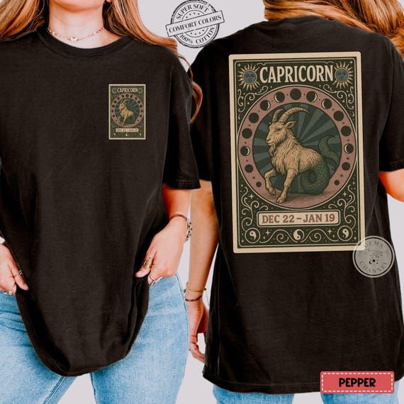 Comfort Colors* Capricorn Zodiac T-Shirt - Vintage Astrology Shirt, Unisex Capricorn Birthday Gift, Tarot Card Celestial Star Sign Tee
