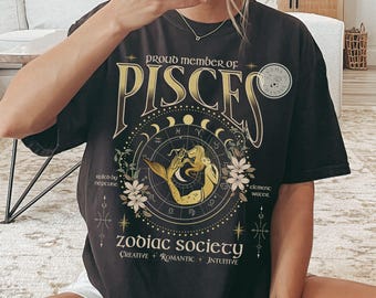 Comfort Colors* Pisces Fantasy Zodiac Society T-shirt/Tank Pisces Horoscope tee Astrological Sign summer Celestial Pisces Birthday Gift