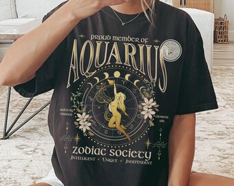 Comfort Colors* Aquarius Fantasy Zodiac Society Shirt/Tank Aquarius Horoscope tee Astrological Sign summer Celestial Aquarius Bday Gift