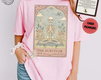 Comfort Colors* The Survivor Tarot Card Shirt, Cancer Awareness Tee, Skeleton Tarot T-Shirt, Breast Cancer Gift, Cancer Survivor Graphic Tee