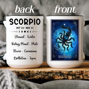 Scorpio zodiac mug, Tarot Scorpio birthday mug, Scorpio gift, astrology zodiac mug, Scorpio Constellation mug, gift for astrology lover