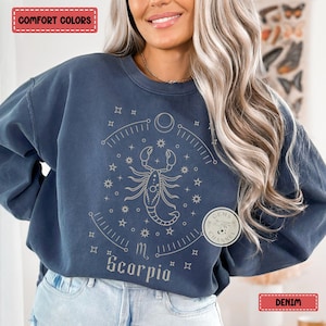 Comfort Colors* Scorpio Astrology Zodiac Sweatshirt, Scorpio Horoscope sweater, Astrological Sign Top, Celestial Birthday Gift For Scorpio