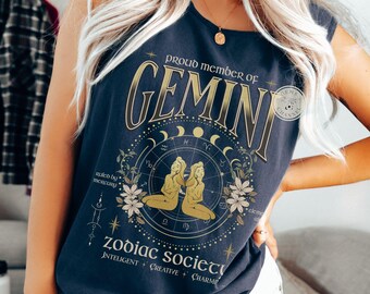 Comfort Colors* Gemini Fantasy Zodiac Society T-shirt/Tank Gemini Horoscope tee Astrological Sign summer Celestial Gemini Birthday Gift
