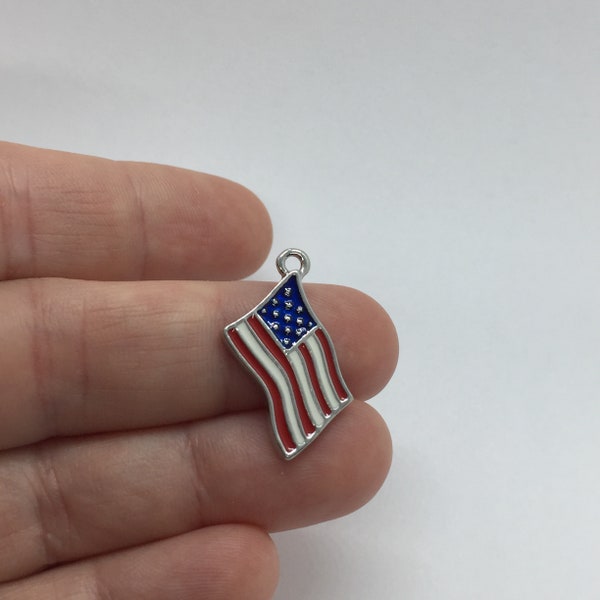 Stainless Steel American Flag Charm, Mirror polish American Flag Charm, Patriot American Flag Charm, NON Tarnish